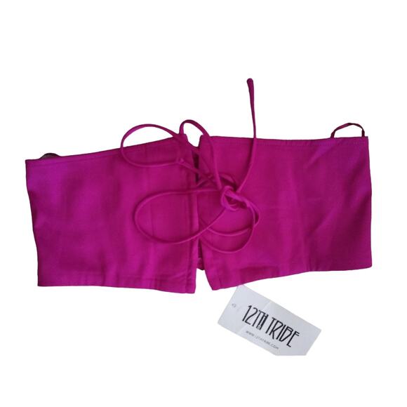 [B7] 12th Tribe St. Barths Fushia Crop Top, Size Small - Picture 1 of 2